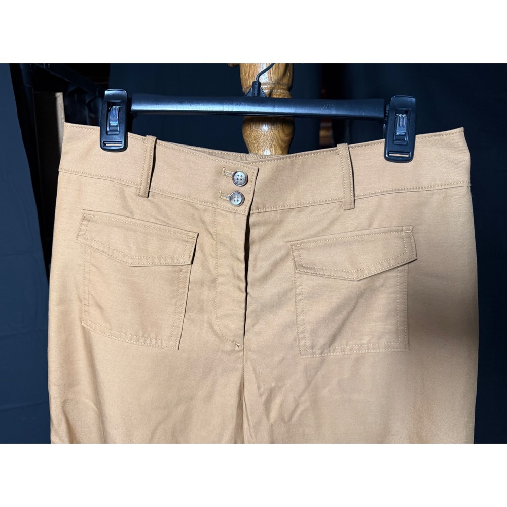 Loft Tan Khaki Wide Leg Crop Pants Lyocell Cotton Utility Trousers 10P